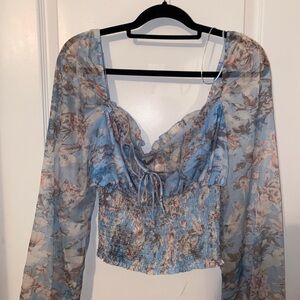 Floral Blue Women's Top